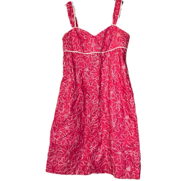 Vintage Lilly Pulitzer Pink Floral Embroidered Mini Sundress Size 6 - Picture 1 of 4
